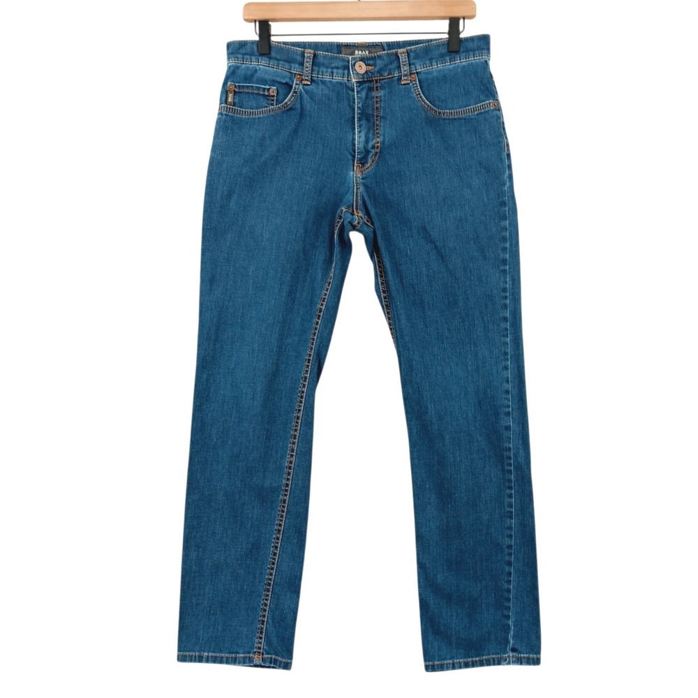 Brax Cooper Jeans Mens 31x28 (Tag 33x30) Blue Straight Cotton Stretch Athletic